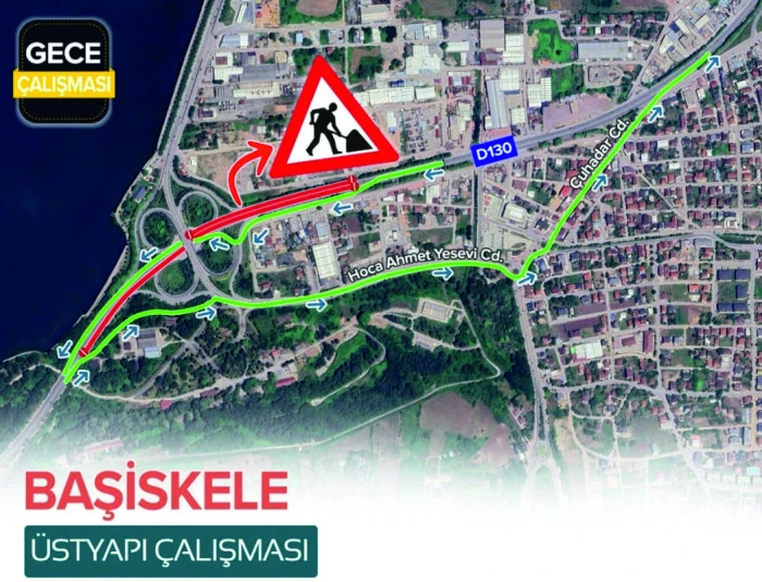 BAŞİSKELE KAVŞAĞI&rsquo;NDA GECE MESAİSİ UYARISI